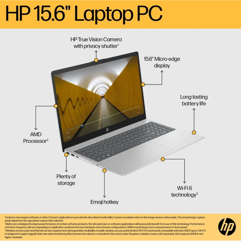 HP 15-fc0016na 15.6" Laptop - AMD Ryzen™ 7, 512GB SSD, 8 GB RAM - Black
