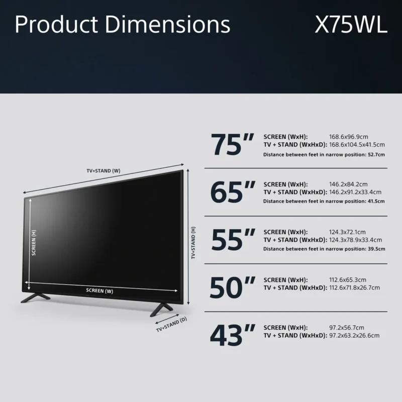 Sony X75WL 55" 4K Ultra HD Smart Google TV [2023] - KD55X75WLU