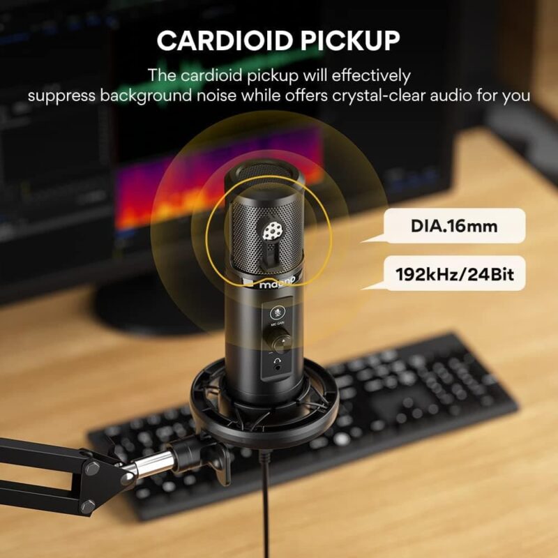 Maono USB Cardioid Professional Microphone with Boom Arm