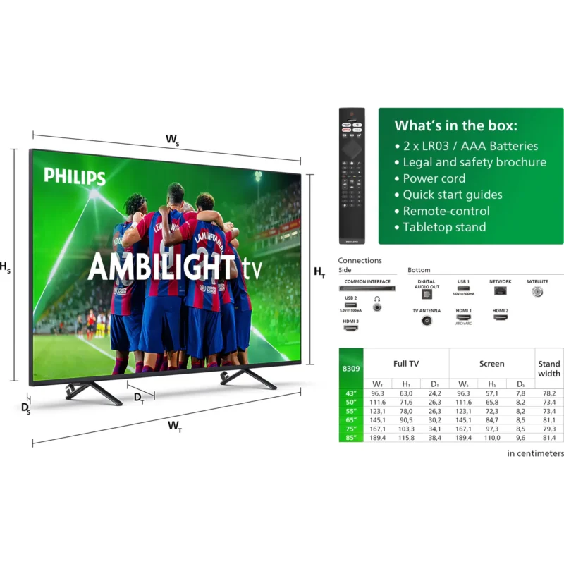 Philips PUS8309 75" 4K Ultra HD Smart Ambilight TV [2024] - 75PUS8309