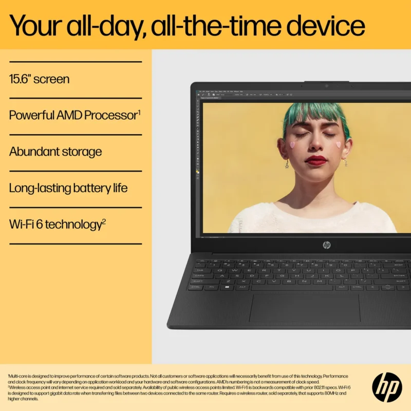 HP 15-fc0016na 15.6" Laptop - AMD Ryzen™ 7, 512GB SSD, 8 GB RAM - Black